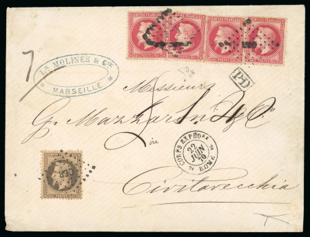 Stamp of France » Empire Lauré 1870, Lette de Marseille avec utilisation rarissime