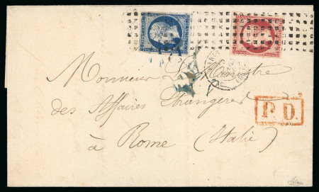 1856, Lettre pour Rome (Italie) affranchissement Empire