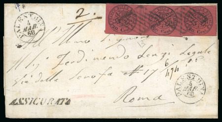 Stamp of Italian States » Papal States 1867, 20 c. rosso indiano, coppia orizzontale con interspazio di gruppo e singolo, su lettera 