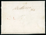 1859, 1 gr. rosa carminio, II tavola, striscia verticale di quattro, su lettera assicurata da Caserta per Napoli, eccezionalmente annullata con bollo "ASSICURATA" di località diversa da Napoli, indirizzata al "Generale 