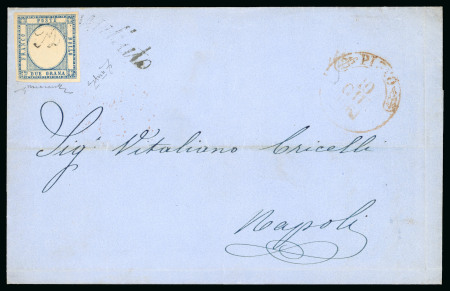 Lettera con 2gr. azzurro chiaro, "Annullato" a svolazzo (tipo 33) di Pizzo