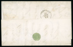 1861, 40 c. rosa chiaro, splendido esemplare con margini ampi, frazionato a metà in diagonale per il porto di 20 c. su lettera 