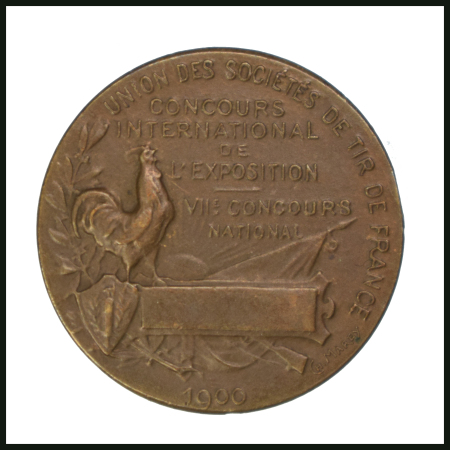 1900 Paris Exposition Union des Sociétés de Tir de France miniature medal for the 7th National Shooting Competition
