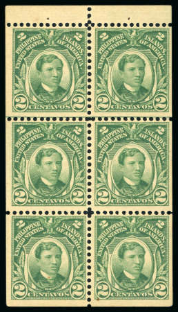 Stamp of United States » U.S. Possessions » Philippines » U.S. Administration - Regular Issues 1906, 2c deep green, booklet pane of six, mint n.h.