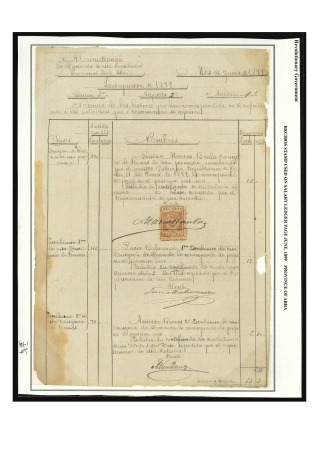 Stamp of United States » U.S. Possessions » Philippines » Filipino Revolutionary Mail 1898, Receipt Issue, 10c red, used on 1899 salary ledger