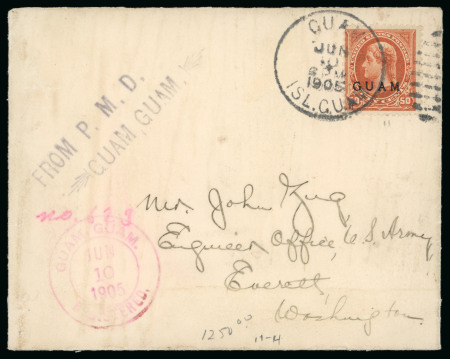 Stamp of United States » U.S. Possessions » Guam 1905 (Jun 10). Envelope from the Zug correspondence sent registered to Washington, with 1899 50c
