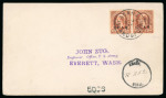1901 (Nov 30). Envelope from the Zug correspondence sent registered to Washington, with 1899 50c horizontal pair
