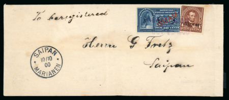 1900 (Oct. 4). Envelope sent registered to Saipan, Mariana Islands, with 1899 Special Delivery 10c showing variety