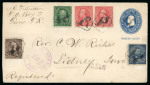 1899 (July 21). Registered 5c stationery envelope to Iowa, additionally franked by 1899 1c, 2c (2), 5c and 8c