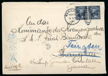 Stamp of United States » U.S. Possessions » Philippines » U.S. Administration - Regular Issues Cover from Manila addressed to the Command of the German Fleet on board of the S.M.S. "Fürst Bismarck" operating in Chinese waters