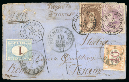 1874 & 1875 Pair of envelopes incl. 1875 underpaid cover with Italian postage dues