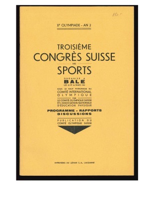 Stamp of Olympics » Pierre de Coubertin and the IOC 1933 "Troisième Congrès Suisse des Sports, organisé à Bale les 25 et 26 Mars 1933 sous le Haut Patronage du CIO", published by the Swiss Olympic Committee