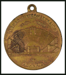1896 Athens commemorative medal in bronze, 28mm, by Houtopoulos, showing view of Olympic stadium on one side