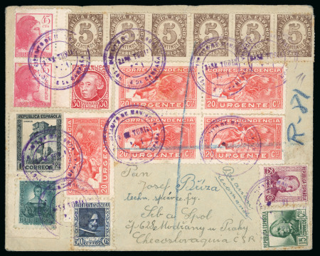 Spain: 1936-1939 Civil War: Attractive postal history collection of more than 60 covers and postcards