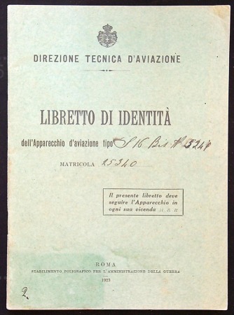 Stamp of Italy » Regno d'Italia » Posta Aerea IL LIBRETTO DI IDENTITÀ DEL "GENNARIELLO" DEL RAID ROMA-TOKIO