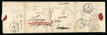 Stamp of Austria » Austrian Levant 1861 (May) Folded letter bearing BELGRAD 31.5 cds and "FRANCO" hs, addressed to Opovo (Serbia), erroneously send to Pancsova