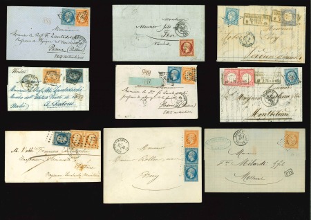 Stamp of France » Collections 1855-1872, Lot de 13 lettres Empire non dentelé à