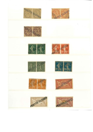 1917, Lot de 11 valeurs différentes surcharge Postes