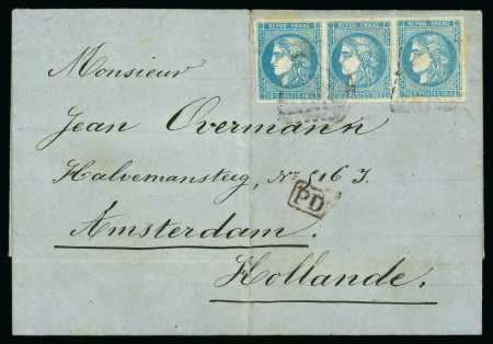 1871, Lettre du 8 juillet de Paris pour Amsterdam (Hollande)