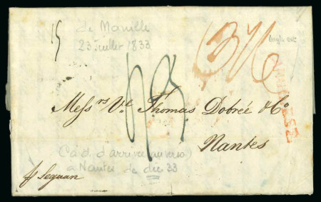 Stamp of France 1833, Lettre de Manille pour Nantes daté du 23 juillet,