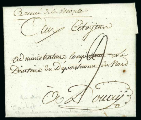 1793, Lettre avec mention manuscrite Armée de la Moselle