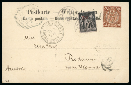 Stamp of China » Chinese Empire (1878-1949) » 1897-1911 Imperial Post 1900 (Apr 8) Picture postcard to Austria with China with China and French P.O. mixed franking
