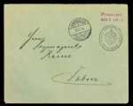 1915-16, German Administration group incl. "Frankiert / mit 7 1/2H" frank hs in reddish purple on cover sent from Dar-es-Salaam to Tabora