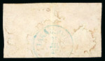 1869 15b pair, just cut into in places, neatly cancelled by the rare telegraph post "RIMN SARAT" thimble cds