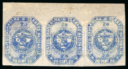 Stamp of Colombia 1859 First Issue selection of 17 stamps, nearly all unsued