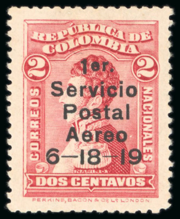 Stamp of Colombia » Airmails 1919 2c carmine-rose, position 2, mint