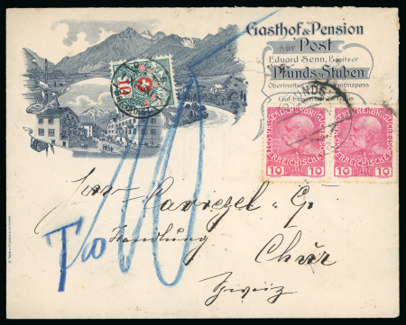 Stamp of Large Lots and Collections Austria: 1889-1913, HOTEL POST group of 12 covers with hotel illustrations and advertising 