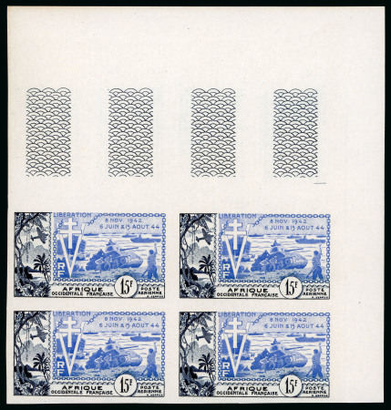 Stamp of Colonies françaises »  Grandes séries coloniales 1954, Étude sur le timbre 10ème anniversaire de la