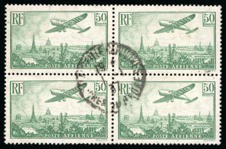 Stamp of France » Poste Aérienne 1936, Avion survolant Paris 50 francs vert, Y&T PA