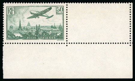 Stamp of France » Poste Aérienne 1936, Avion survolant Paris 50 francs vert, Y&T PA