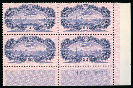 Stamp of France » Poste Aérienne 1936, Avion survolant Paris 50 francs burelé, Y&T