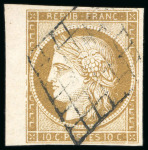 Stamp of France » Type Cérès de 1849-1850 1849, Cérès non dentelé 10 centimes bistre-jaune,