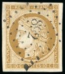 1849, Cérès non dentelé 10 centimes bistre-jaune,