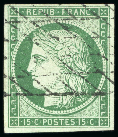 Stamp of France » Type Cérès de 1849-1850 1849, Cérès non dentelé 15 centimes vert, Y&T n°2,