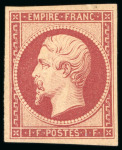 Stamp of France » Empire 1853-1862 1853, Empire non dentelé 1 franc carmin, Y&T n°18d