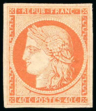 1850, Cérès non dentelé 40 centimes orange, Y&T