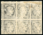 Stamp of France » Type Cérès de 1849-1850 1849, Cérès non dentelé 20 centimes noir sur jaune,