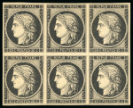 Stamp of France » Type Cérès de 1849-1850 1849, Cérès non dentelé 20 centimes noir sur jaune,