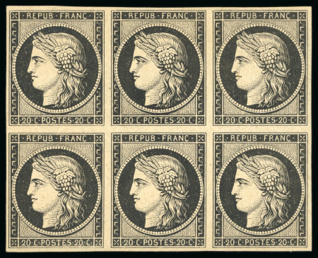 Stamp of France » Type Cérès de 1849-1850 1849, Cérès non dentelé 20 centimes noir sur jaune,