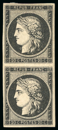 Stamp of France » Type Cérès de 1849-1850 1849, Cérès non dentelé 20 centimes noir sur blanc,
