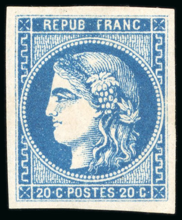 Stamp of France » Emission de Bordeaux 1870, Émission de Bordeaux 20 centimes bleu foncé,
