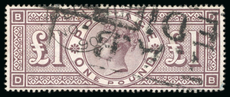 1884, £1 brown-lilac DB, wmk Crowns, used