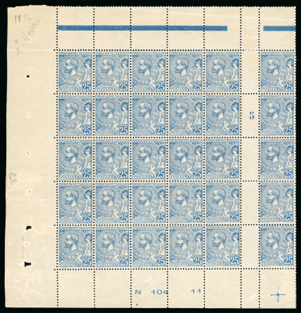1901, Prince Albert 1er 25 centimes bleu, Y&T n°25