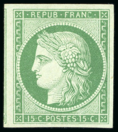 Stamp of France » Type Cérès de 1849-1850 1850, Cérès non dentelé 15 centimes vert, Y&T n°2