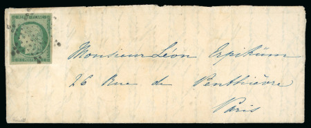 Stamp of France » Type Cérès de 1849-1850 1850, Cérès non dentelé 15 centime vert, Y&T n°2