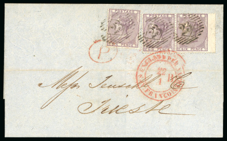1856-59, Group of 7 covers with Surface Printed frankings